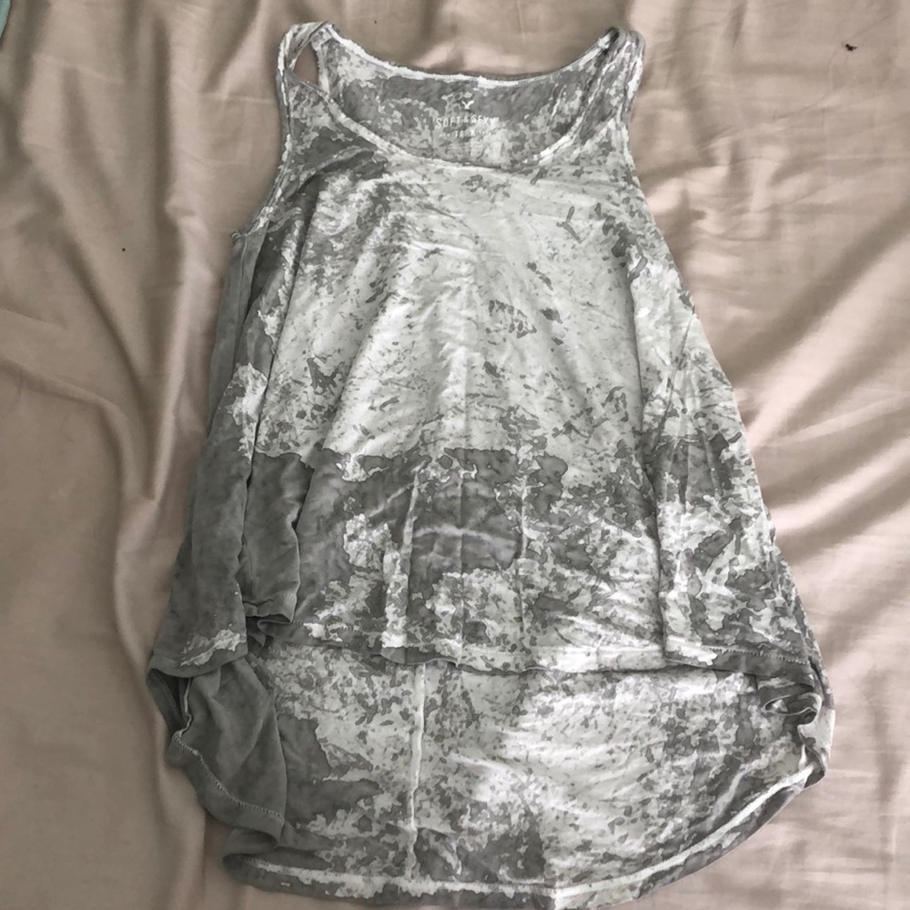 Gray and White Marbled High-Low AE Tank Top